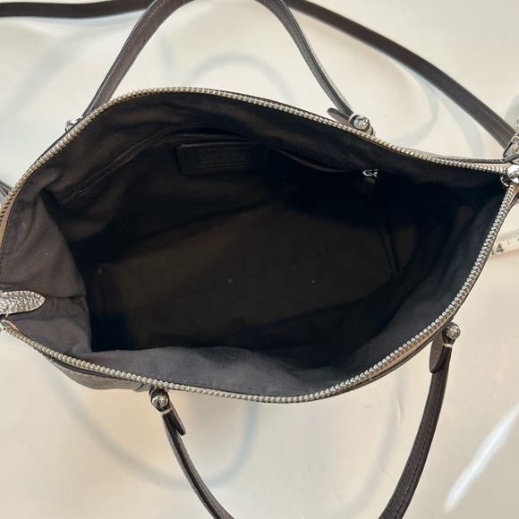 COACH PEBBLED LEATHER CLASSIC SHOULDER HANDBAG SILVER / CHAMPAGNE TONE - Picture 10 of 16